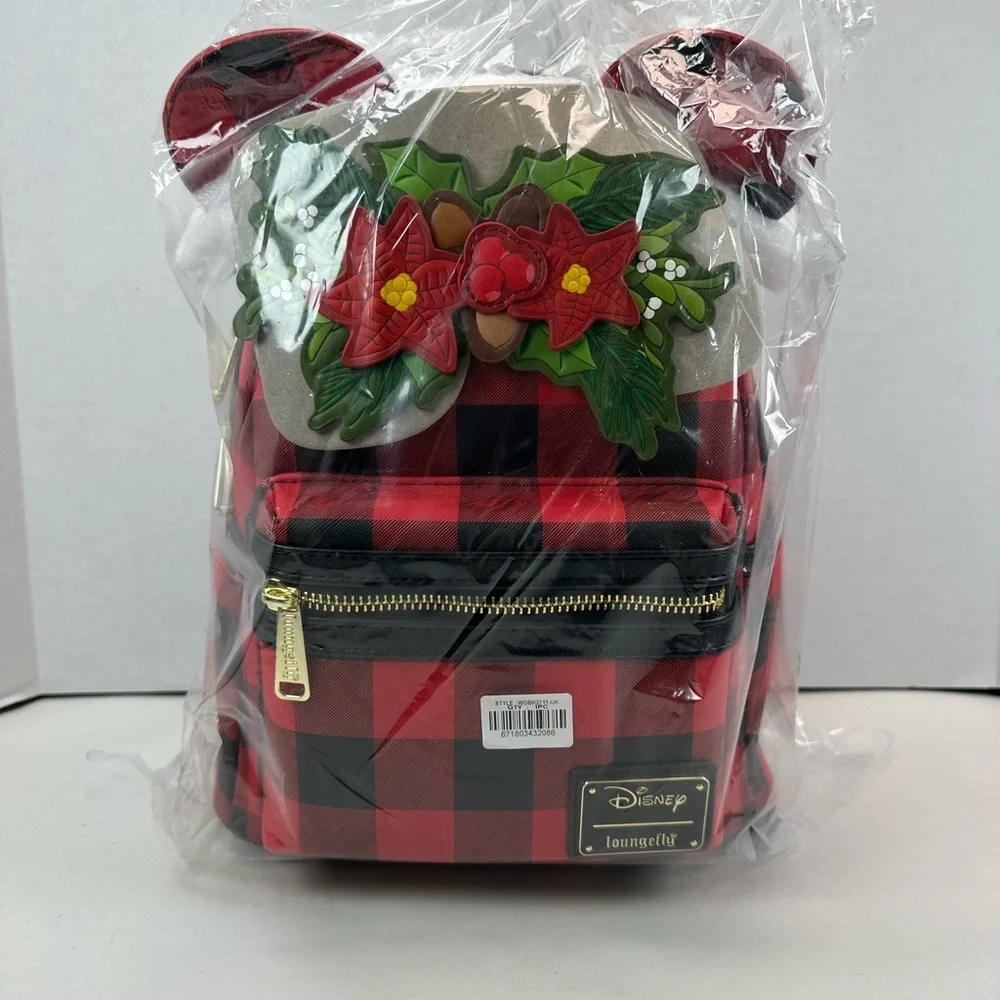 Loungefly Disney Minnie Mouse Plaid Holiday Mini Backpack - BoxLunch Exclusive